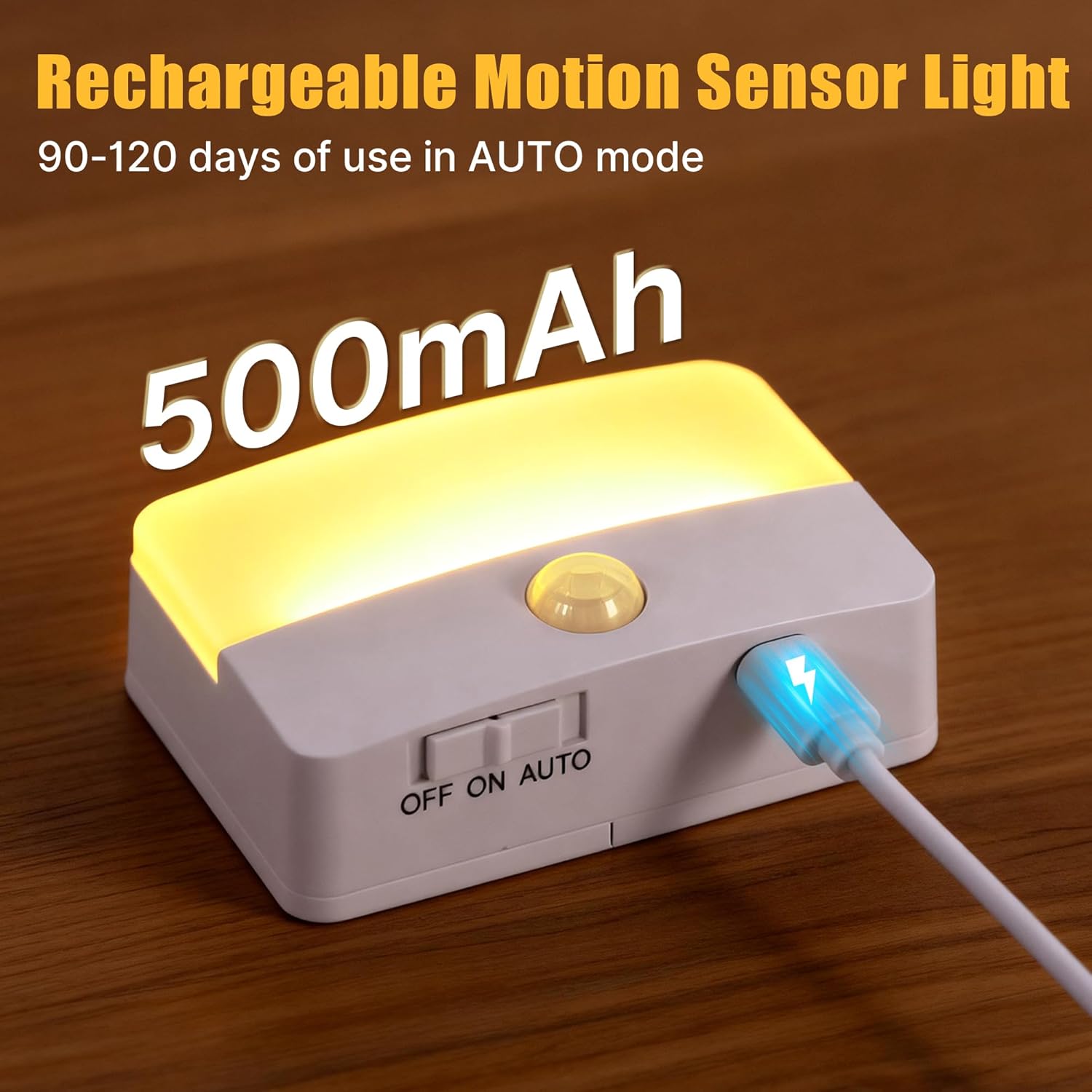 3 Pack Rechargeable Motion Sensor Stair Lights for Indoor, Wireless Battery Operated Night Light, Magnetic Led Stick On Portable Lamp for Step Hallway Closet Under Cabinet...