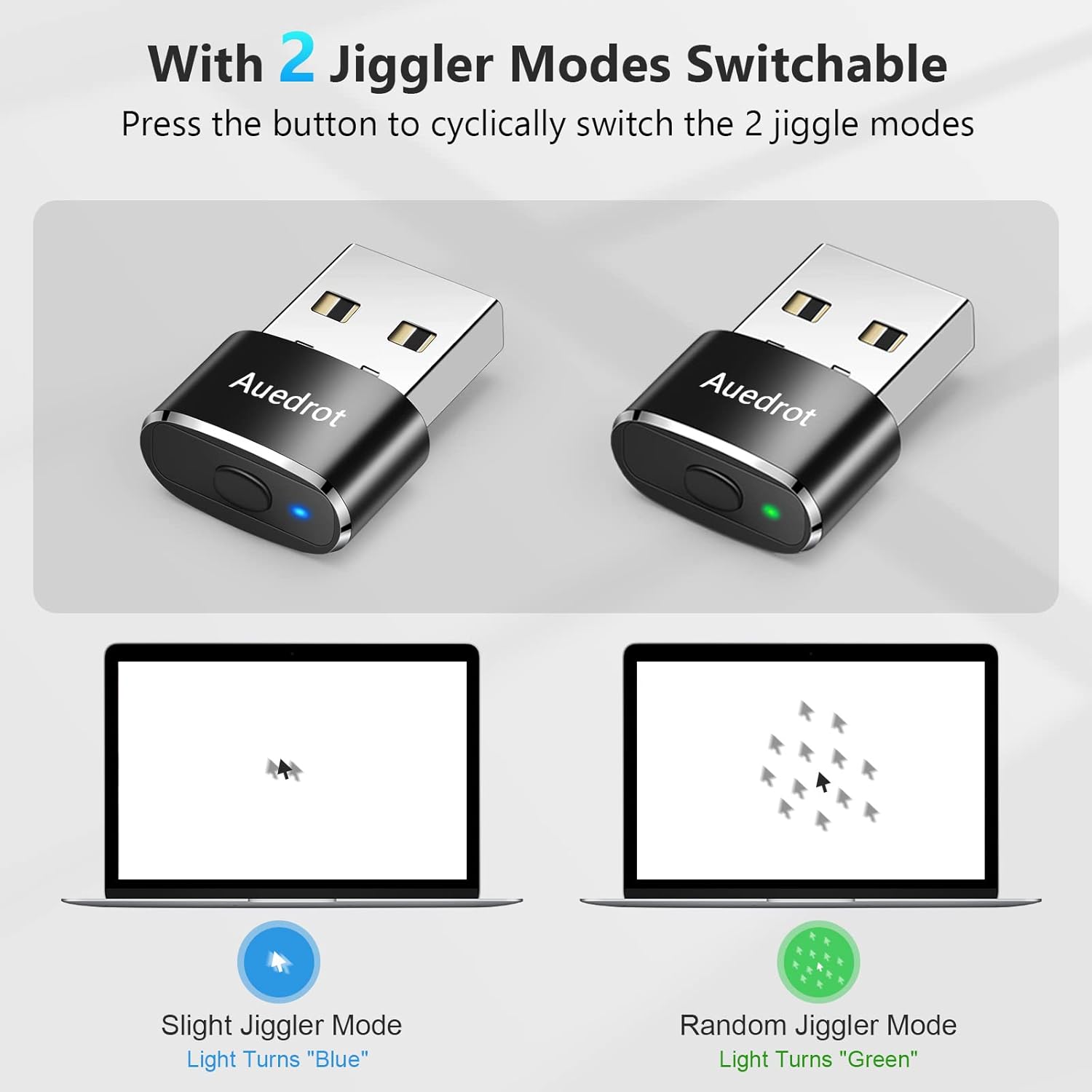 AUEDROT Mouse Jiggler Undetectable Mouse Jiggers USB Mouse Mover with Switch Button, Automatic Mouse Wiggler with 2 Jiggle Modes, Mouse Mover Device, Plug & Play, Keep...