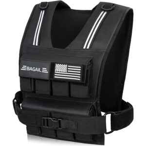 BAGAIL Weighted Vest Men, 20lb/30lb/40lb Adjustable Weight Vest for Woman with Removable Iron Weights, Women’s Rucking Vest for Walking, Workout, Running, Strength Training