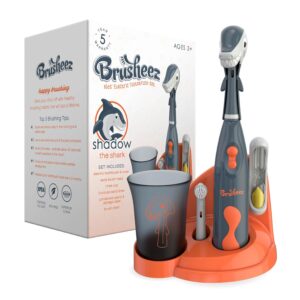 Brusheez Kids’ Electric Toothbrush Set - Safe & Effective for Ages 3+ - Parent Tested & Approved with Gentle Bristles, 2 Brush Heads, Rinse Cup, 2-Minute Timer, & Storage Base...