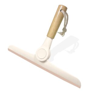 BSMstone Show Squeegee for Glass Door Bathroom Squeegee with Bamboo Handle Show Wiper for Glass Door Window Tile Wall Car Windshield Mirror (Off White)