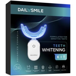 Dailysmile Teeth Whitening Kit with LED - Formulated for Sensitive Teeth, Hands-Free, Waterproof LED Light and 4 Gel Pens, Instant Results