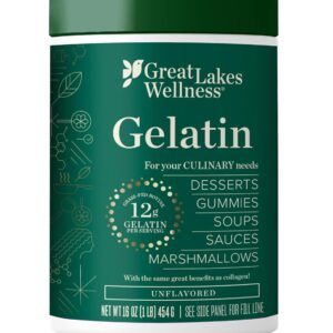 Great Lakes Wellness Beef Gelatin Powder for Culinary Needs - Perfect for Gummies, Marshmallows, Desserts and more - Unflavored - Grass-Fed, Kosher, Keto, Non-GMO 16 oz