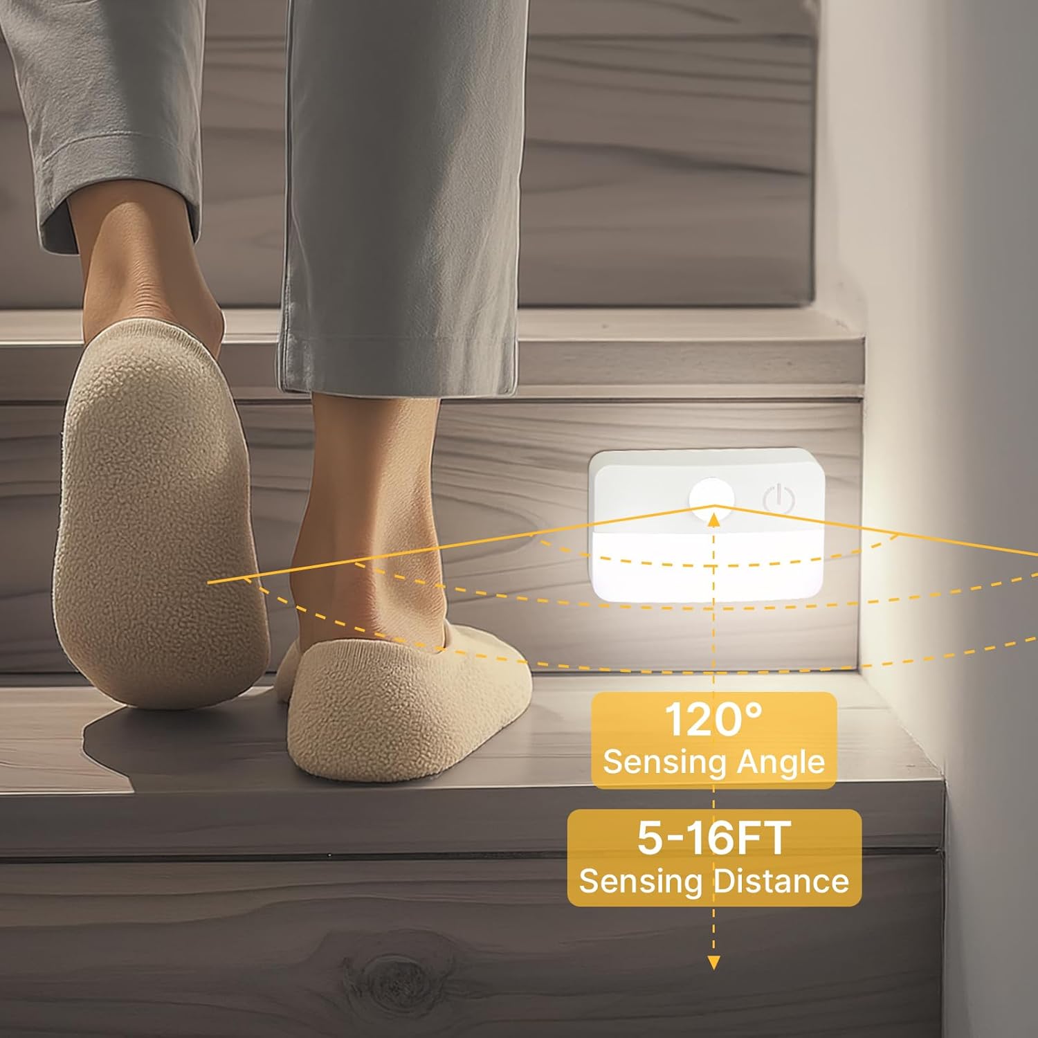 Guankai 8 Pack Motion Sensor Stair Lights for Indoor, Wireless RGB Battery Operated Night Light, Activated Led Stick On Hallway Closet Under Cabinet Step Lamp for Bedroom...