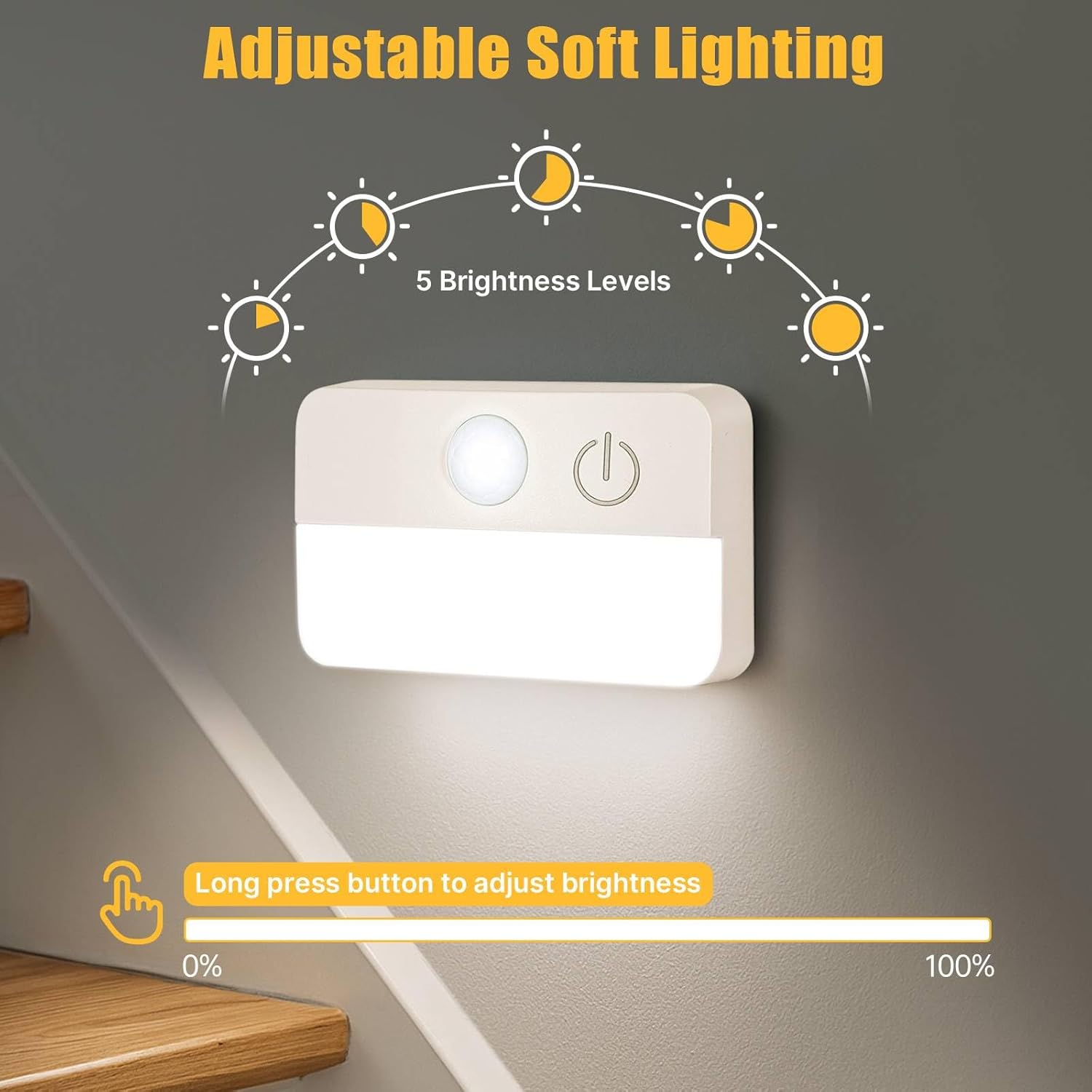 Guankai 8 Pack Motion Sensor Stair Lights for Indoor, Wireless RGB Battery Operated Night Light, Activated Led Stick On Hallway Closet Under Cabinet Step Lamp for Bedroom...