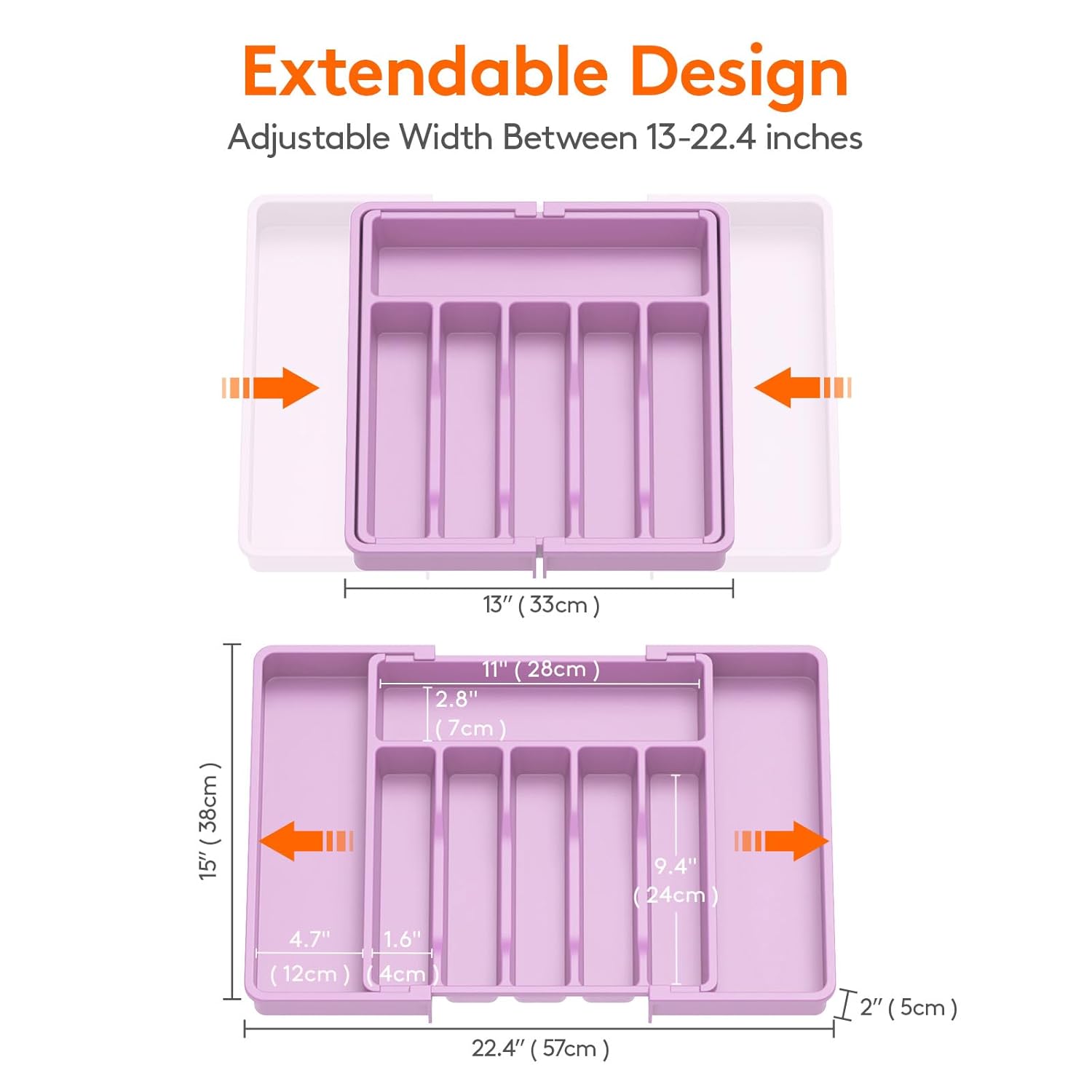Lifewit Silverware Drawer Organizer, Expandable Utensil Tray for Kitchen, BPA Free Flatware and Cutlery Holder, Adjustable Plastic Storage for Spoons Forks Knives, 13-22 x 15,...