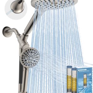 MakeFit Dual Filtered Rain Shower Head Combo, High Pressure Handheld Shower Head with Adjustable Bar - Rainfall Shower Head And Showerhead with Filter for Hard Water - Removes...