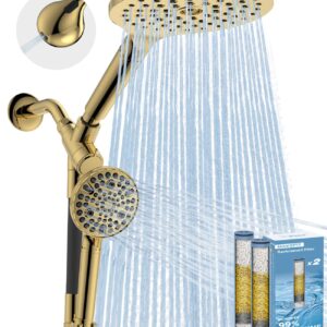 MakeFit Dual Filtered Rain Shower Head Combo, High Pressure Handheld Shower Head with Adjustable Bar - Rainfall Shower Head And Showerhead with Filter for Hard Water - Removes...