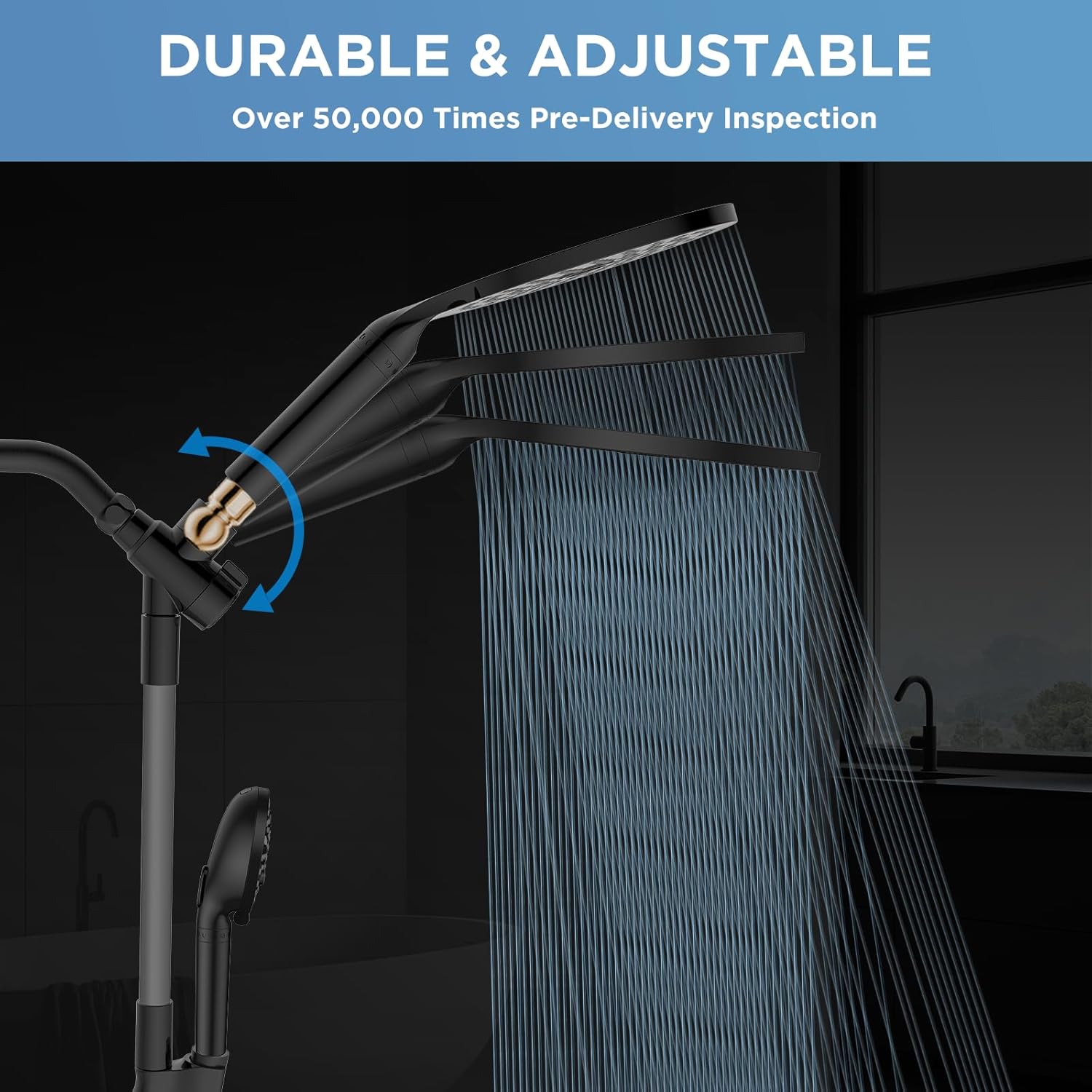 MakeFit Dual Filtered Rain Shower Head Combo, High Pressure Handheld Shower Head with Adjustable Bar - Rainfall Shower Head And Showerhead with Filter for Hard Water - Removes...