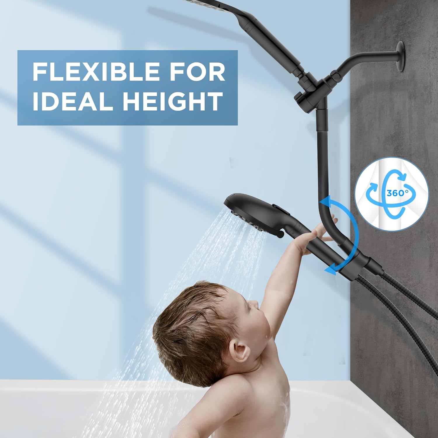 MakeFit Dual Filtered Rain Shower Head Combo, High Pressure Handheld Shower Head with Adjustable Bar - Rainfall Shower Head And Showerhead with Filter for Hard Water - Removes...