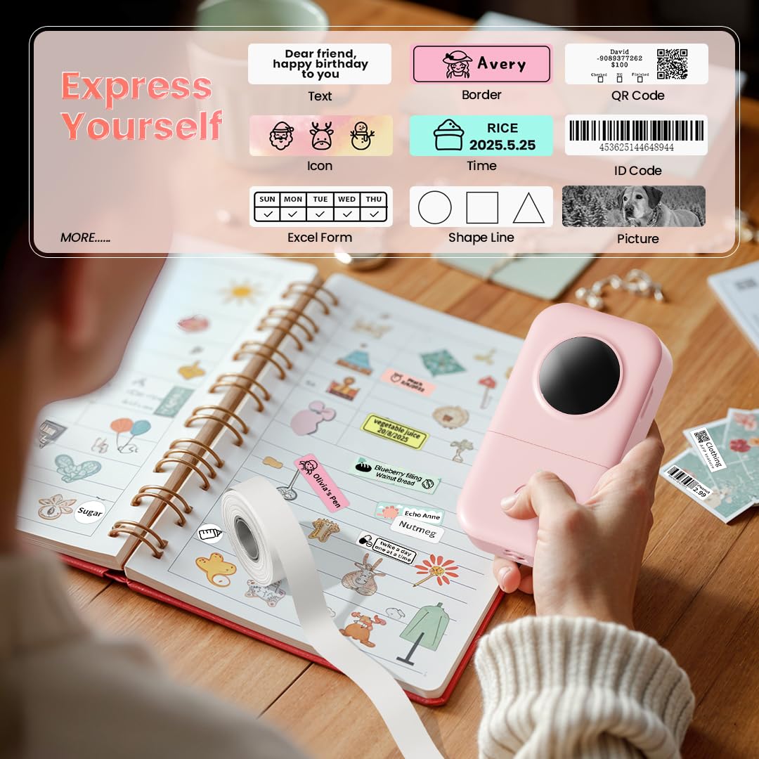 Phomemo Label Maker Machine, D30 Portable Handheld Bluetooth Mini Label Printer, Multiple Templates Smartphone Thermal Small Label Makers for Kid School Items, Classroom Teacher...