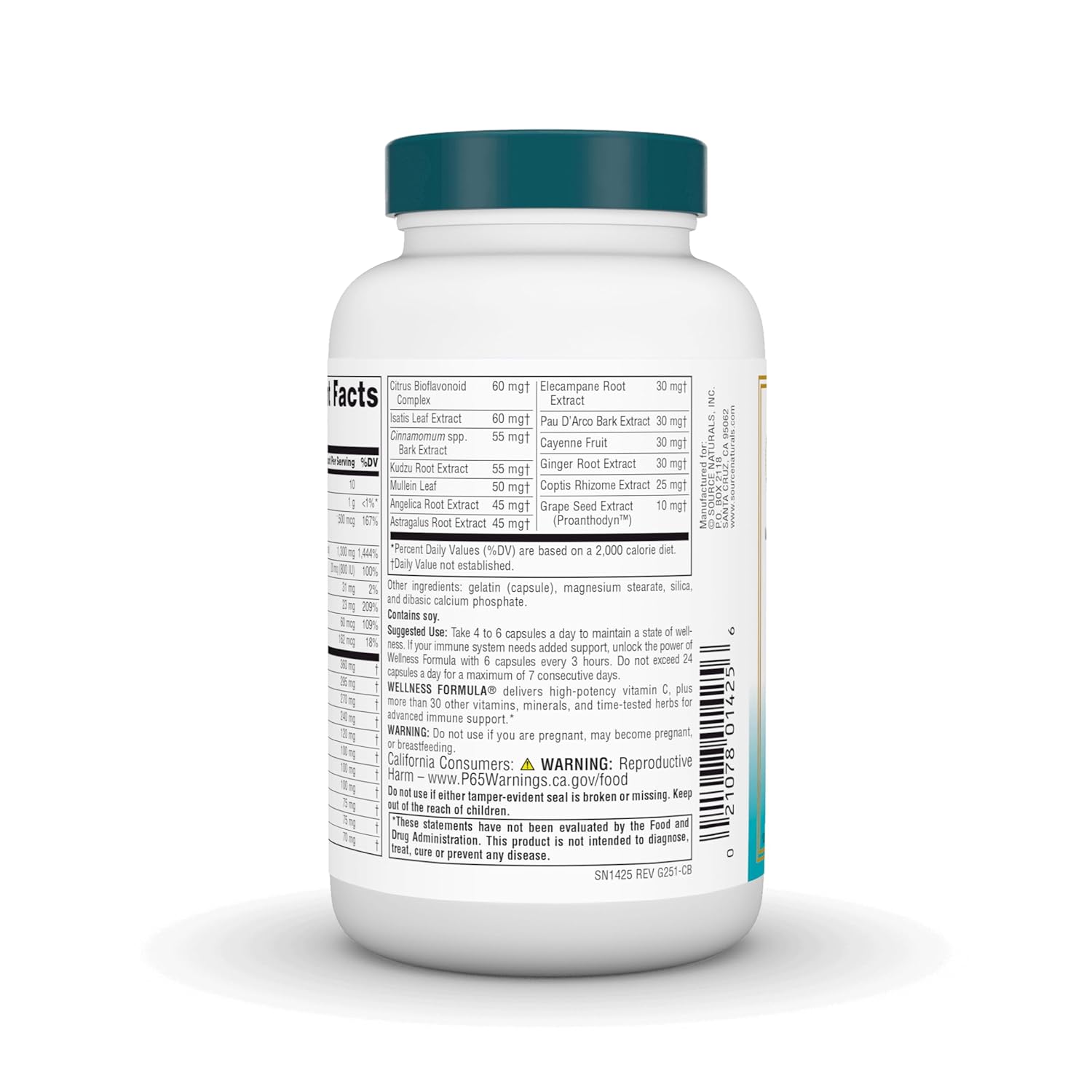 Source Naturals Wellness Formula Bio-Aligned Vitamins & Herbal Defense for Advanced Immune Support* - Dietary Supplement & Immunity Booster - 120 Capsules