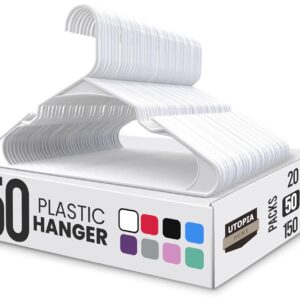 Utopia Home - Plastic Hangers 50 Pack - Space Saving Clothes Hanger - Durable and Strong Closet Organizers and Storage Makes It Ideal Stocking Stuffers or Apartment or Dorm Room...